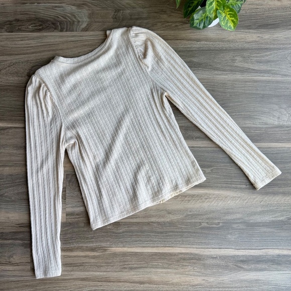 Blashe - Boutique Round Neck Ruffle & Lace Details Ribbed Long Sleeve Top Size M - Picture 10 of 10